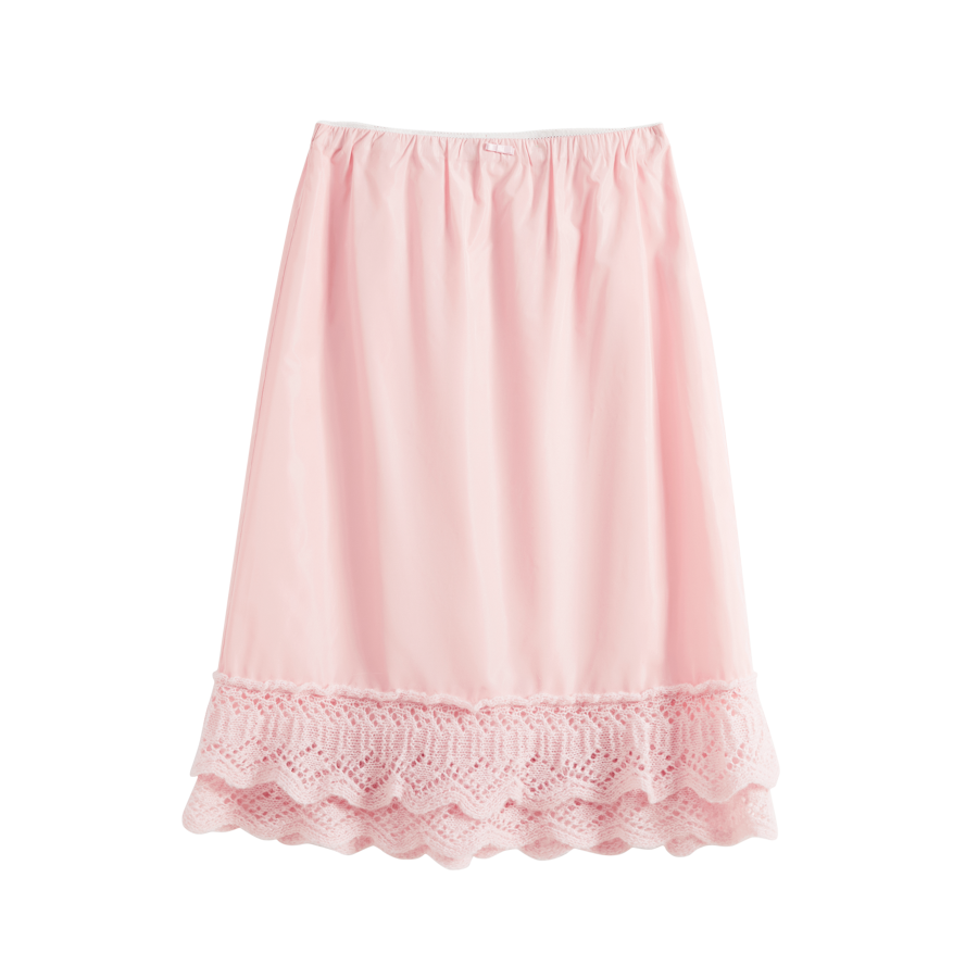 Double-Layer Lace-Trim Skirt