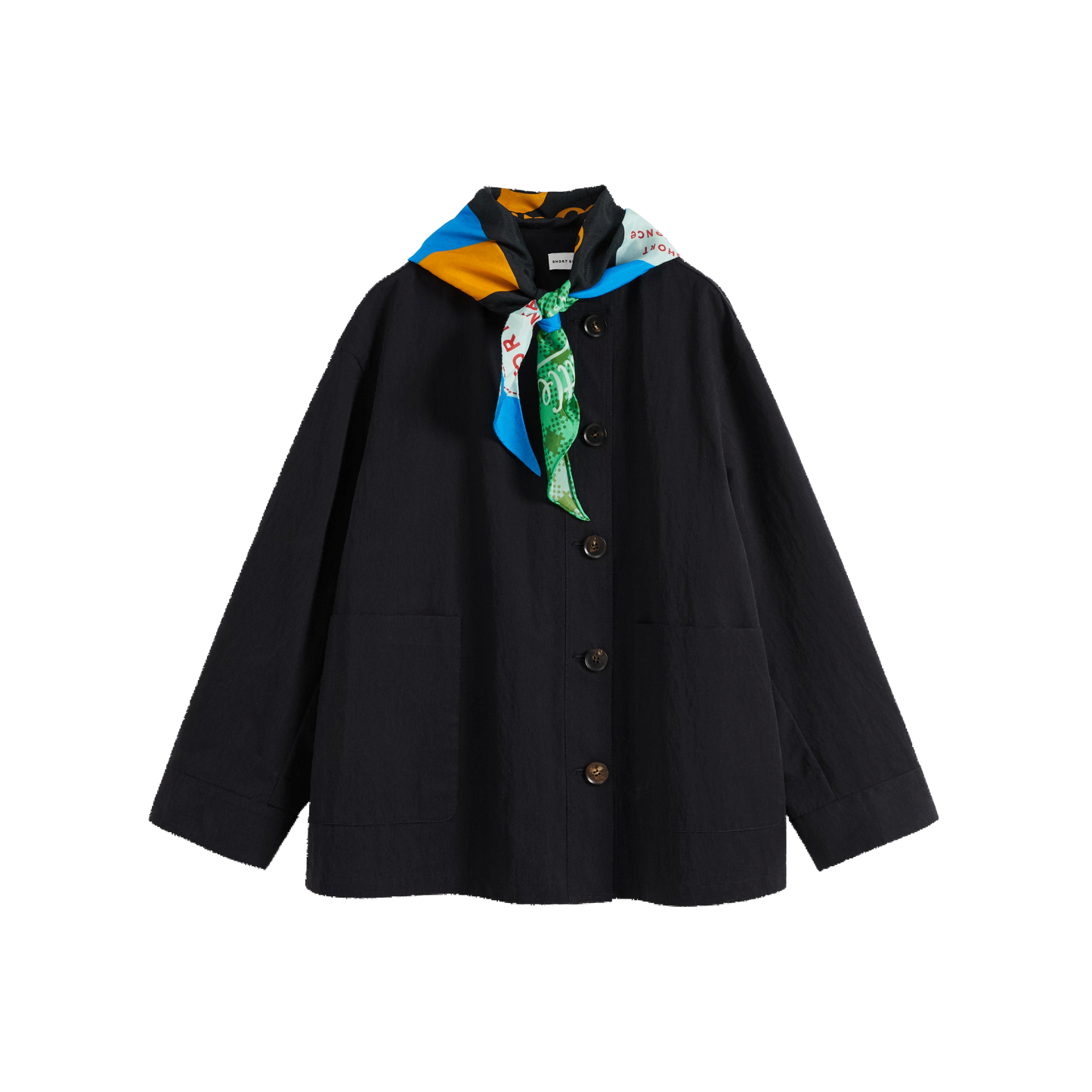 Scarf Collar Cropped Trench Coat