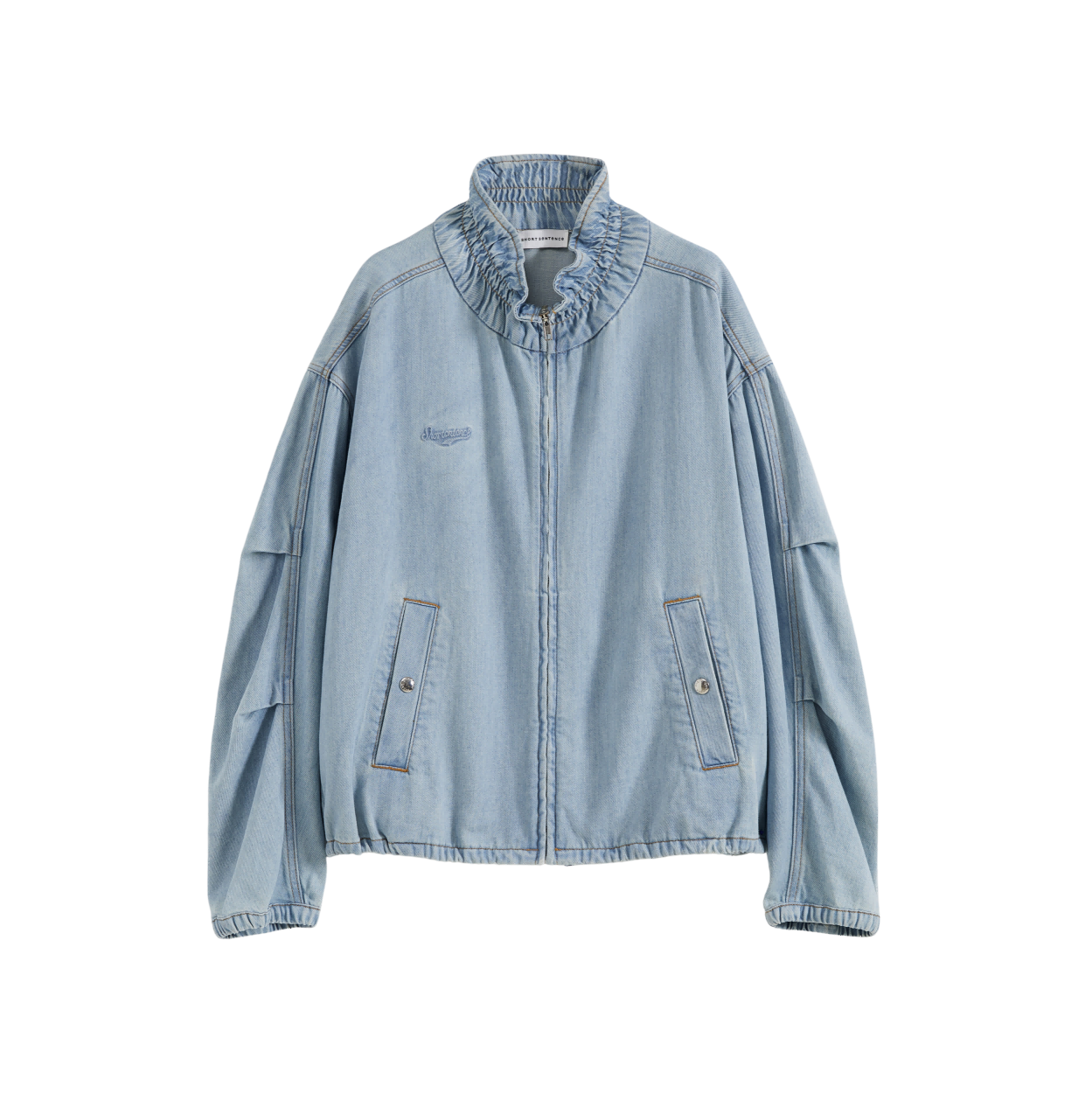 Ruffled Collar Tencel Denim Jacket