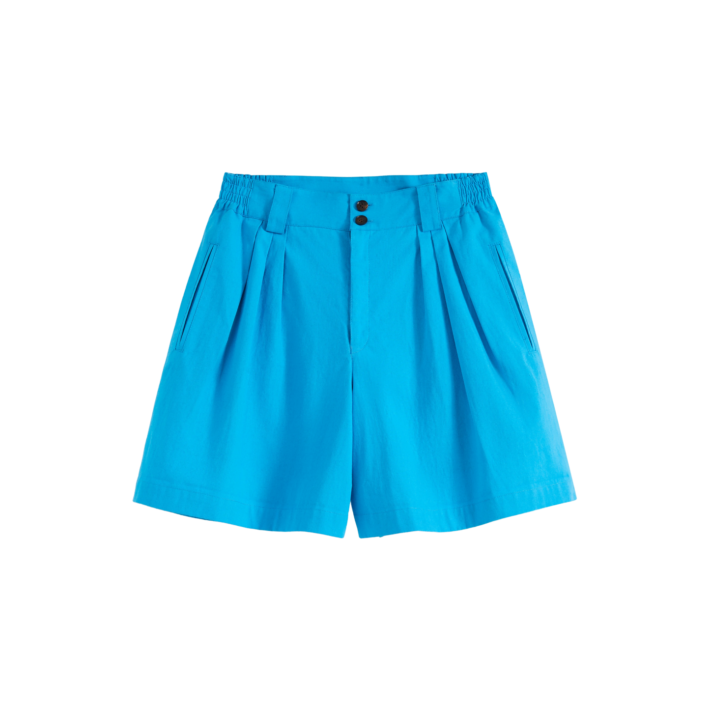 Pleated Elastic-waist Shorts