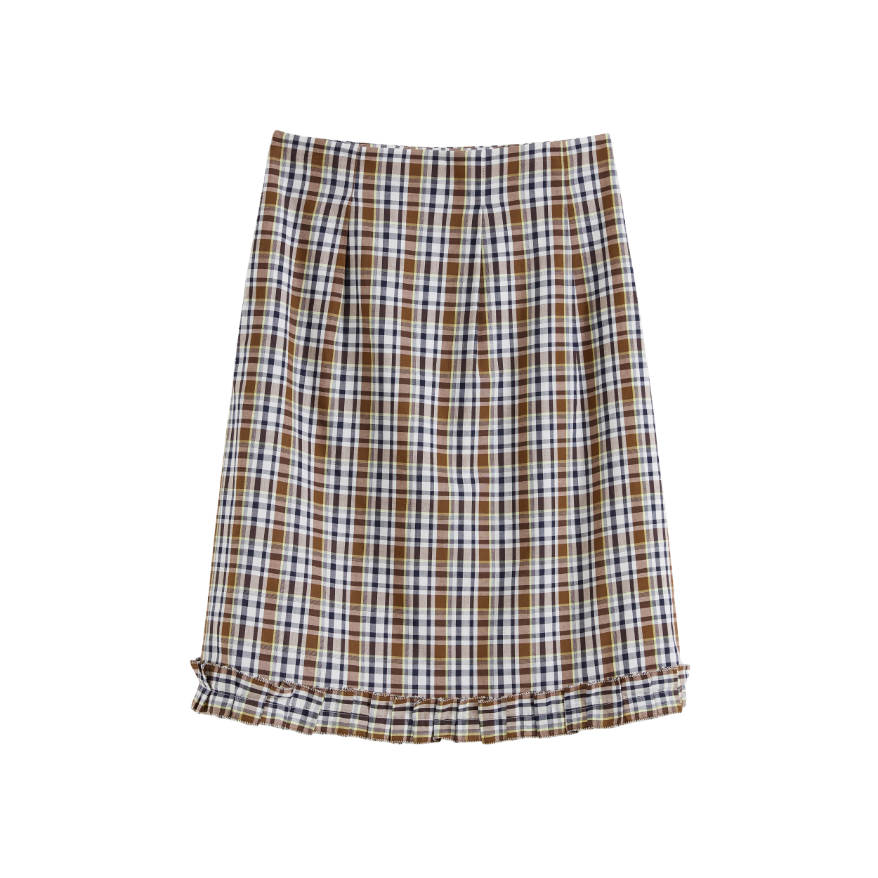 Ruffled Hem Plaid Skirt