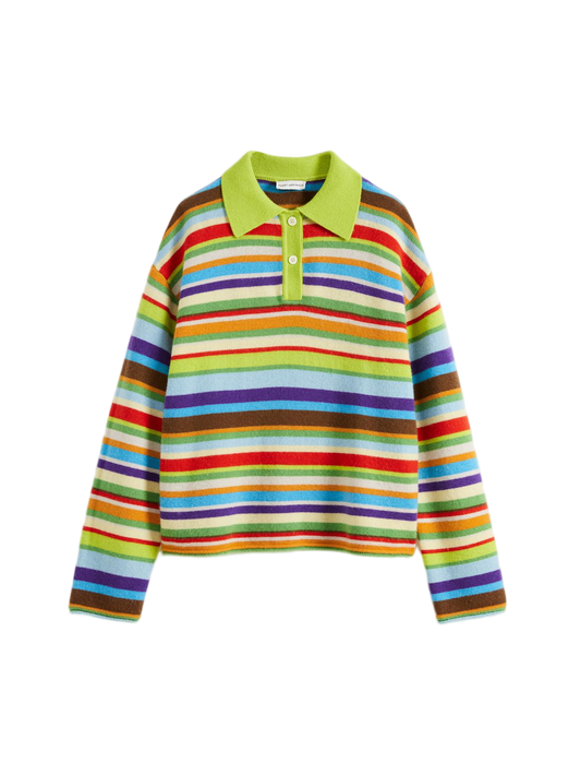 Rainbow Stripe Polo Sweater