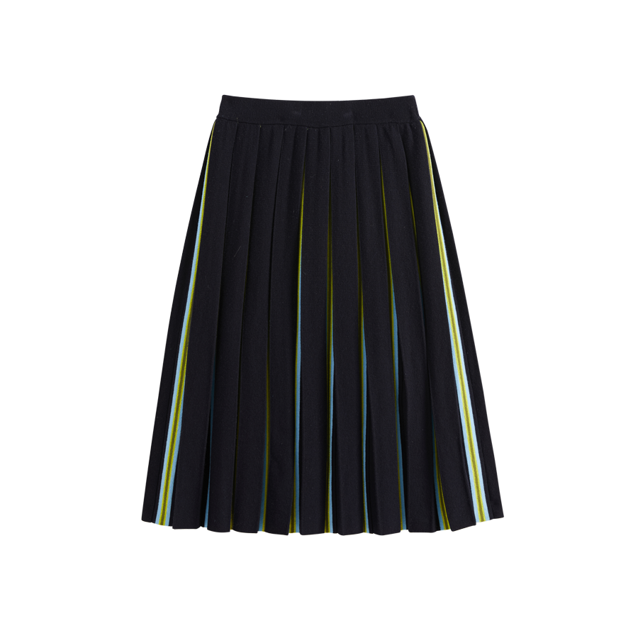 Striped Pleated Knit Skirt