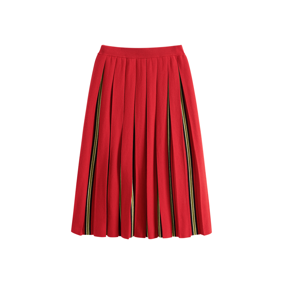 Striped Pleated Knit Skirt