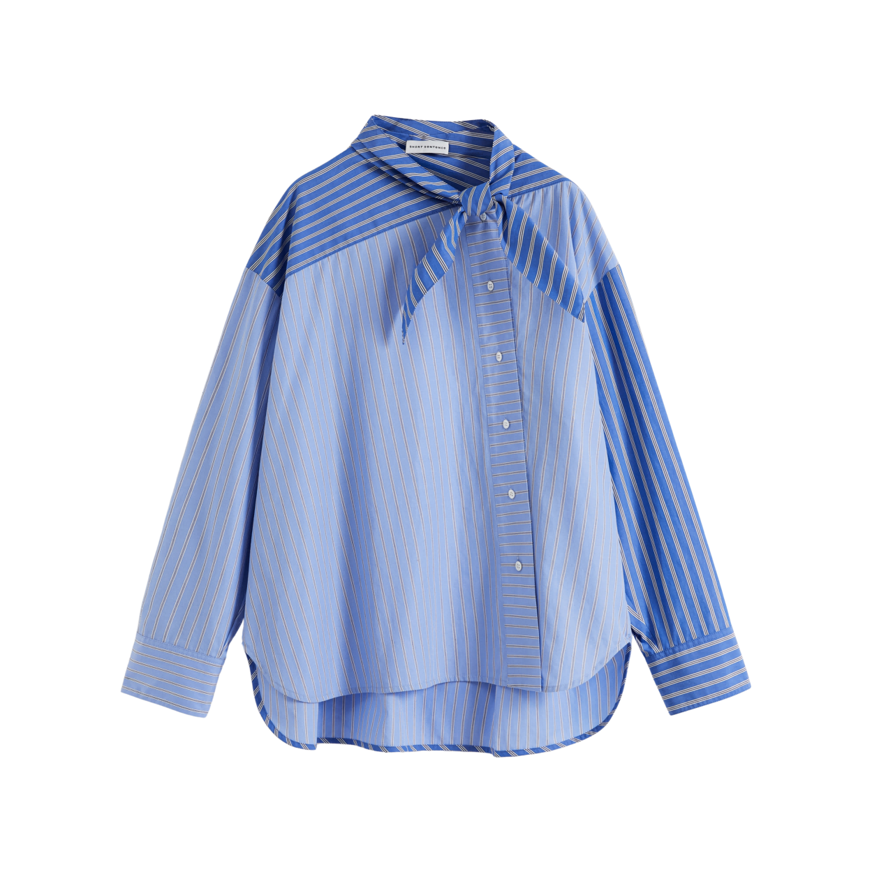 Tie‑Neck Colorblock Shirt