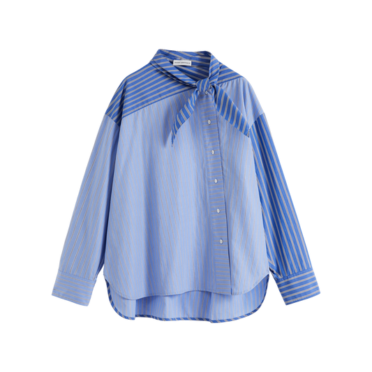 Tie‑Neck Colorblock Shirt