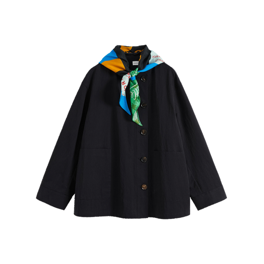 Scarf Collar Cropped Trench Coat