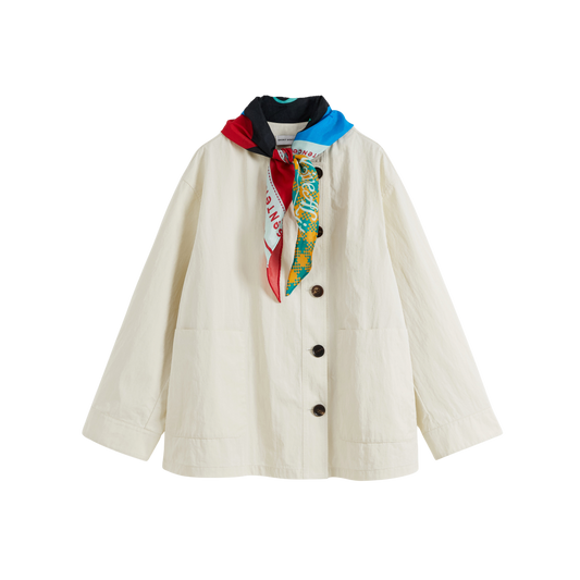 Scarf Collar Cropped Trench Coat
