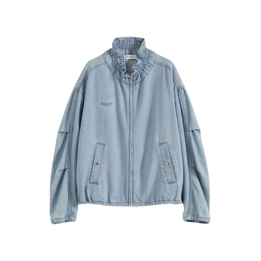 Ruffled Collar Tencel Denim Jacket
