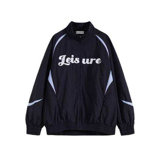 Lettering Embroidered Nylon Jacket