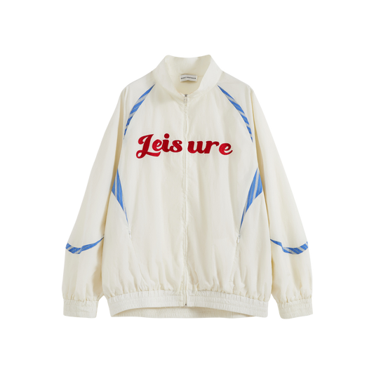 Lettering Embroidered Nylon Jacket