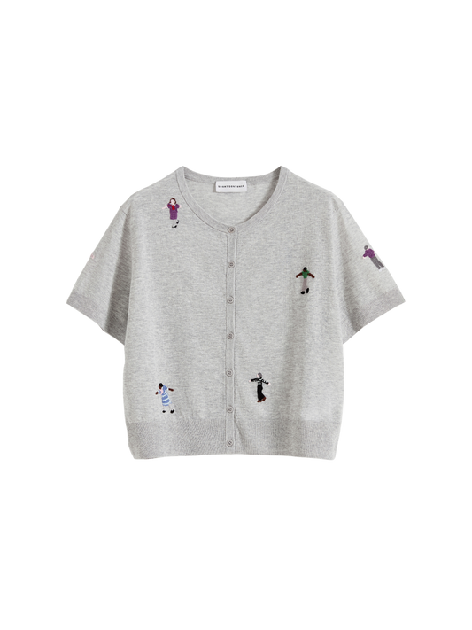 Figure Motif Embroidered Cardigan