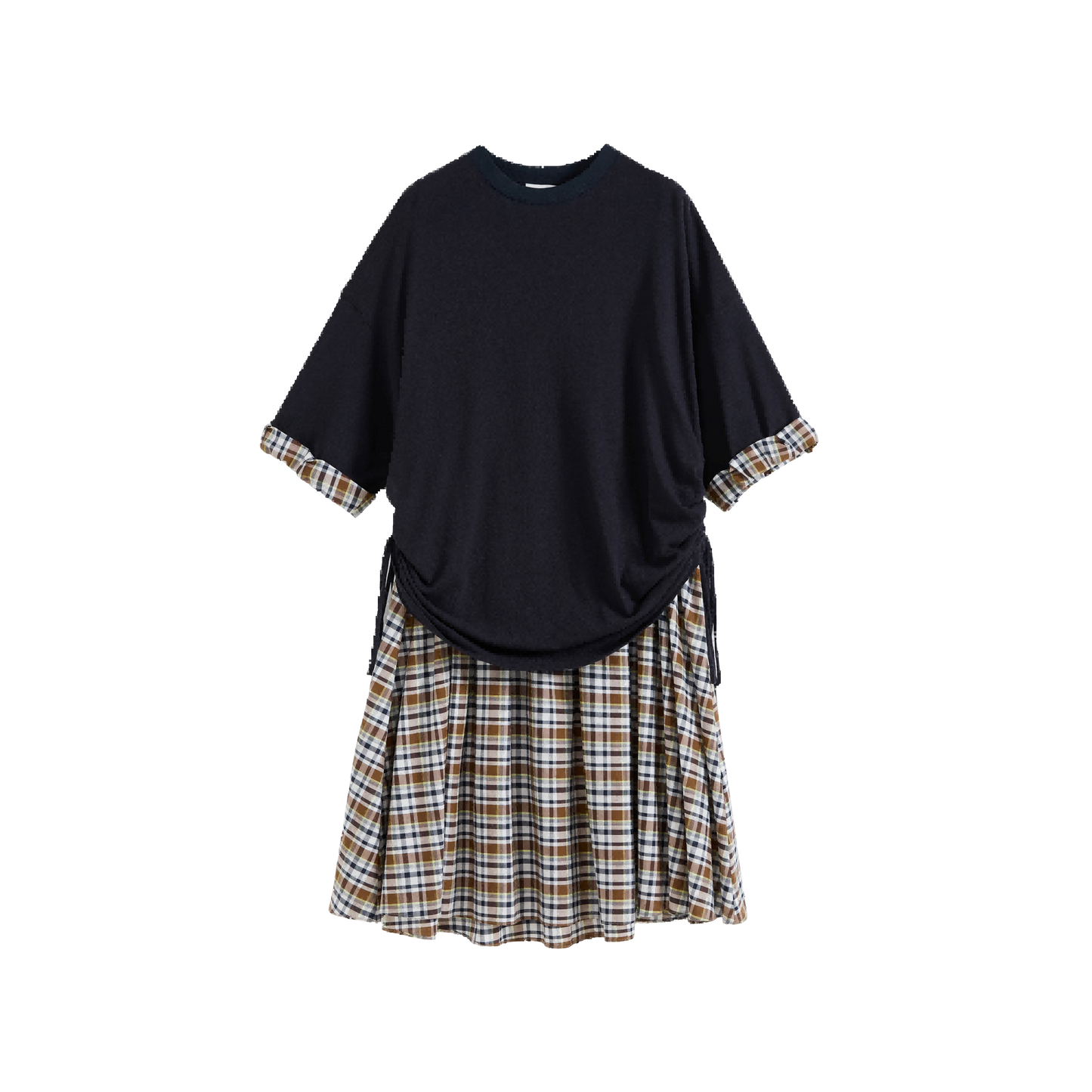 Plaid Patchwork Pleated Dress