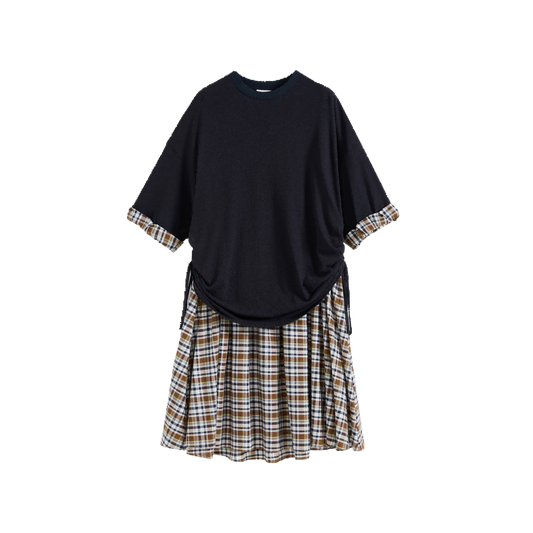 Plaid Patchwork Pleated Dress