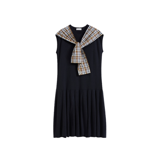Shawl Collar Sleeveless Knit Dress