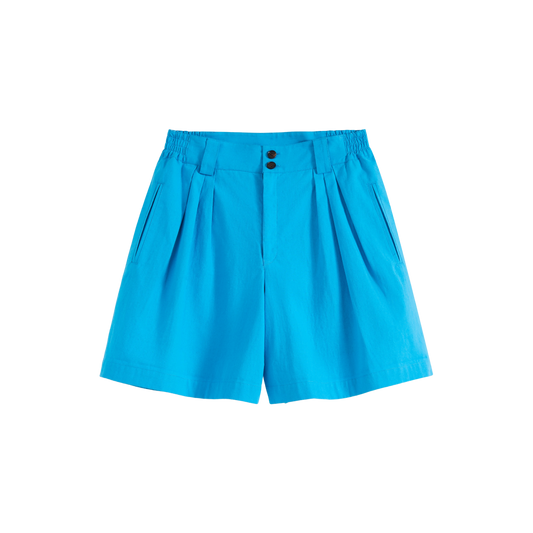 Pleated Elastic-waist Shorts
