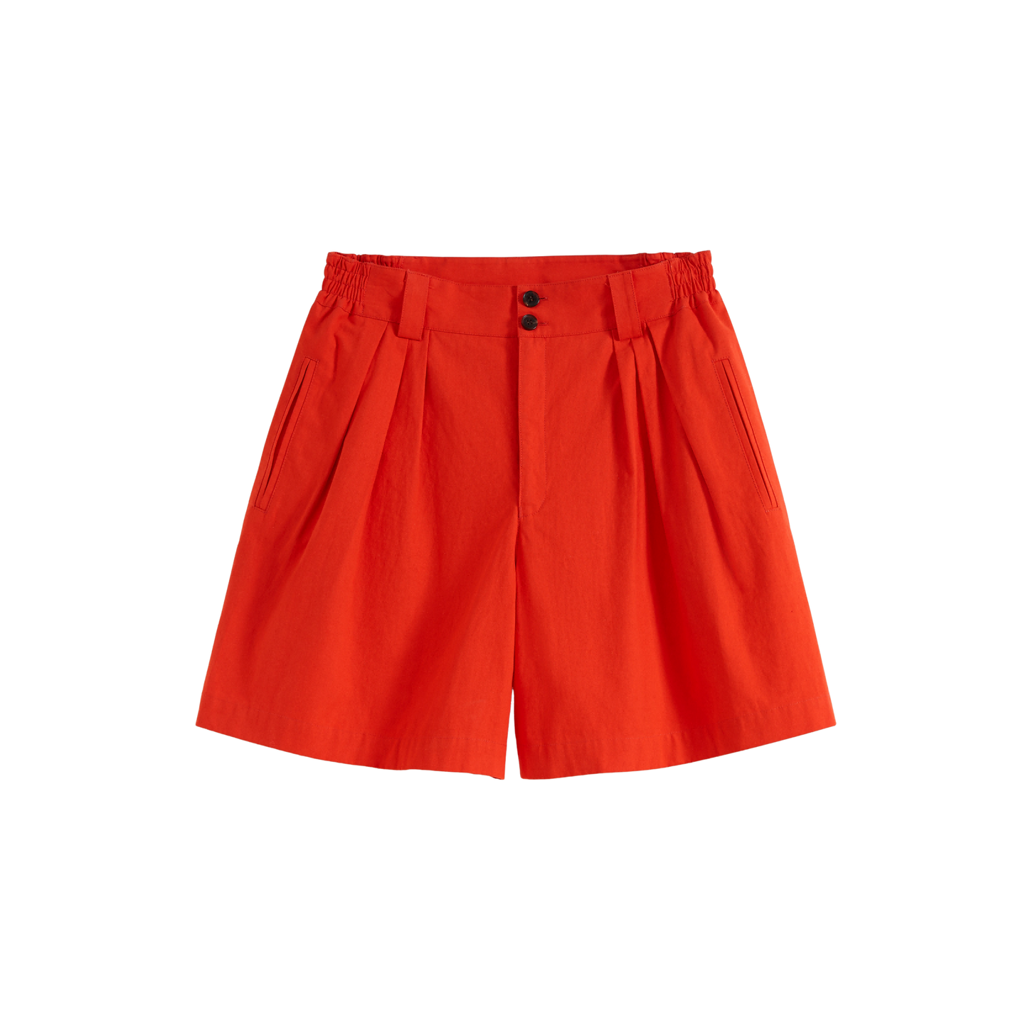 Pleated Elastic-waist Shorts
