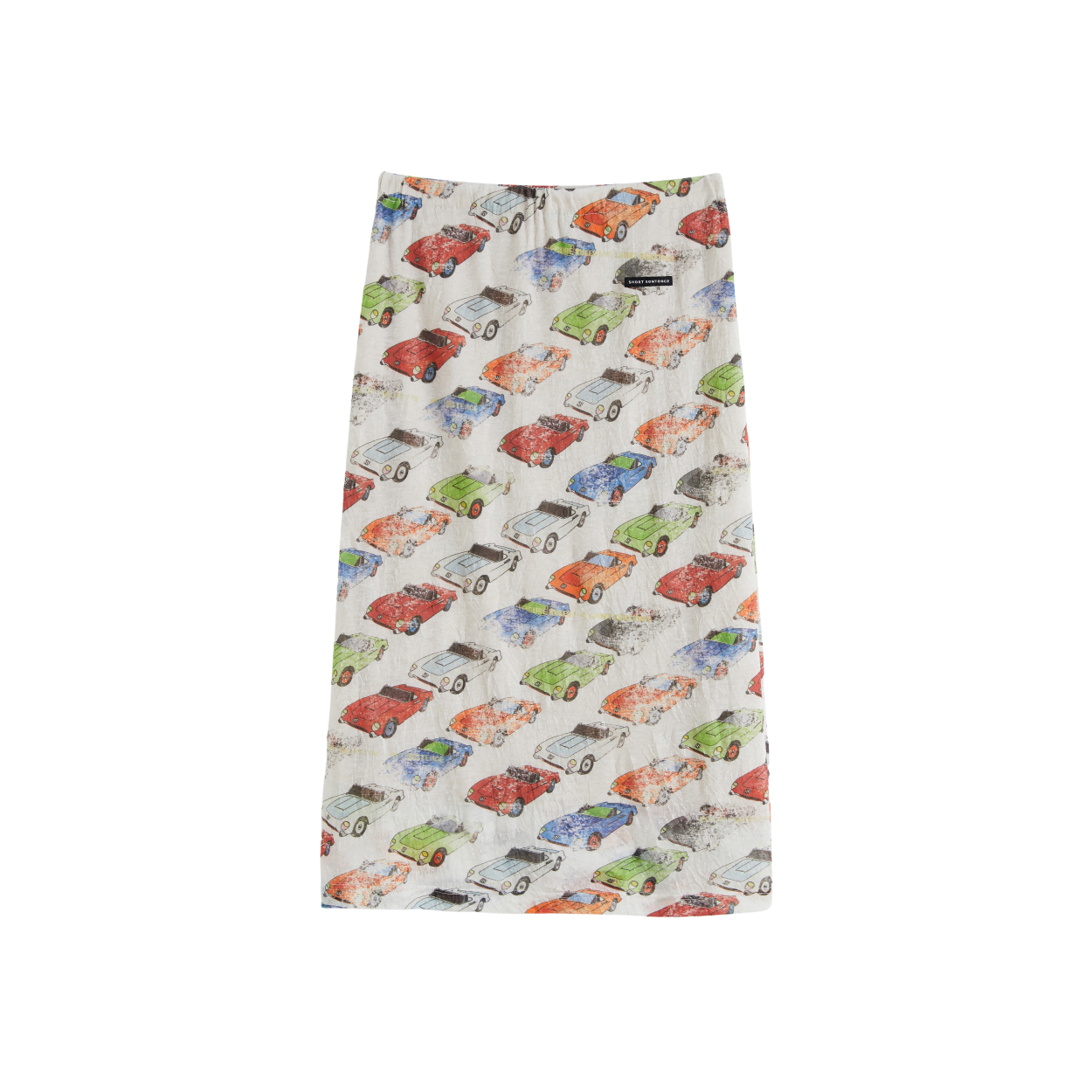 Crinkled Car‑Print Skirt