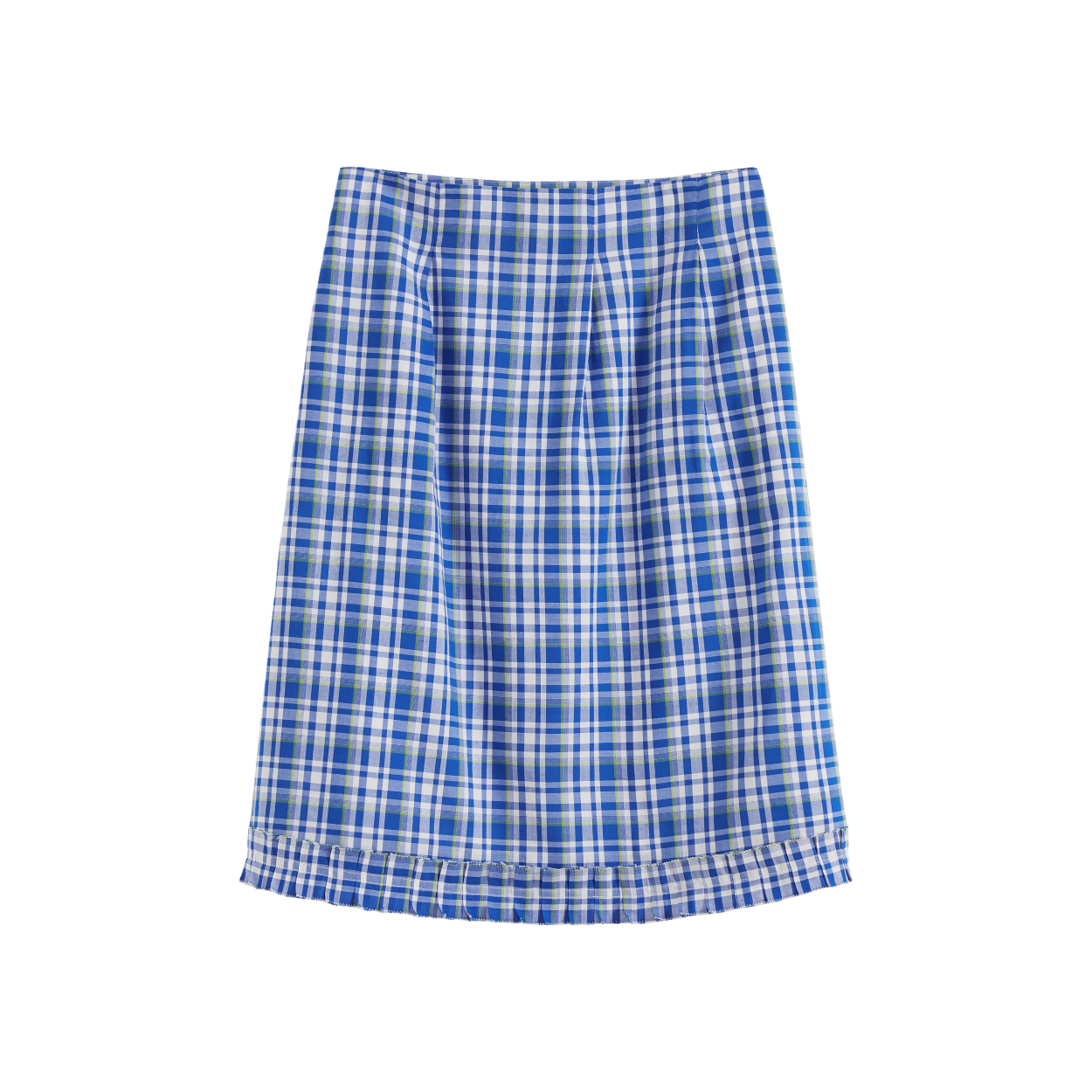 Ruffled Hem Plaid Skirt