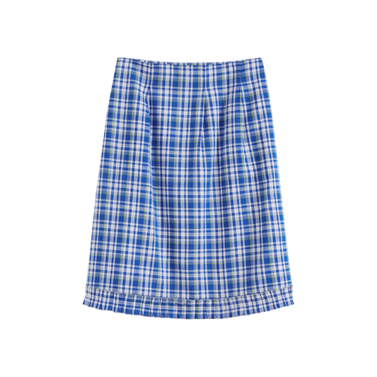 Ruffled Hem Plaid Skirt