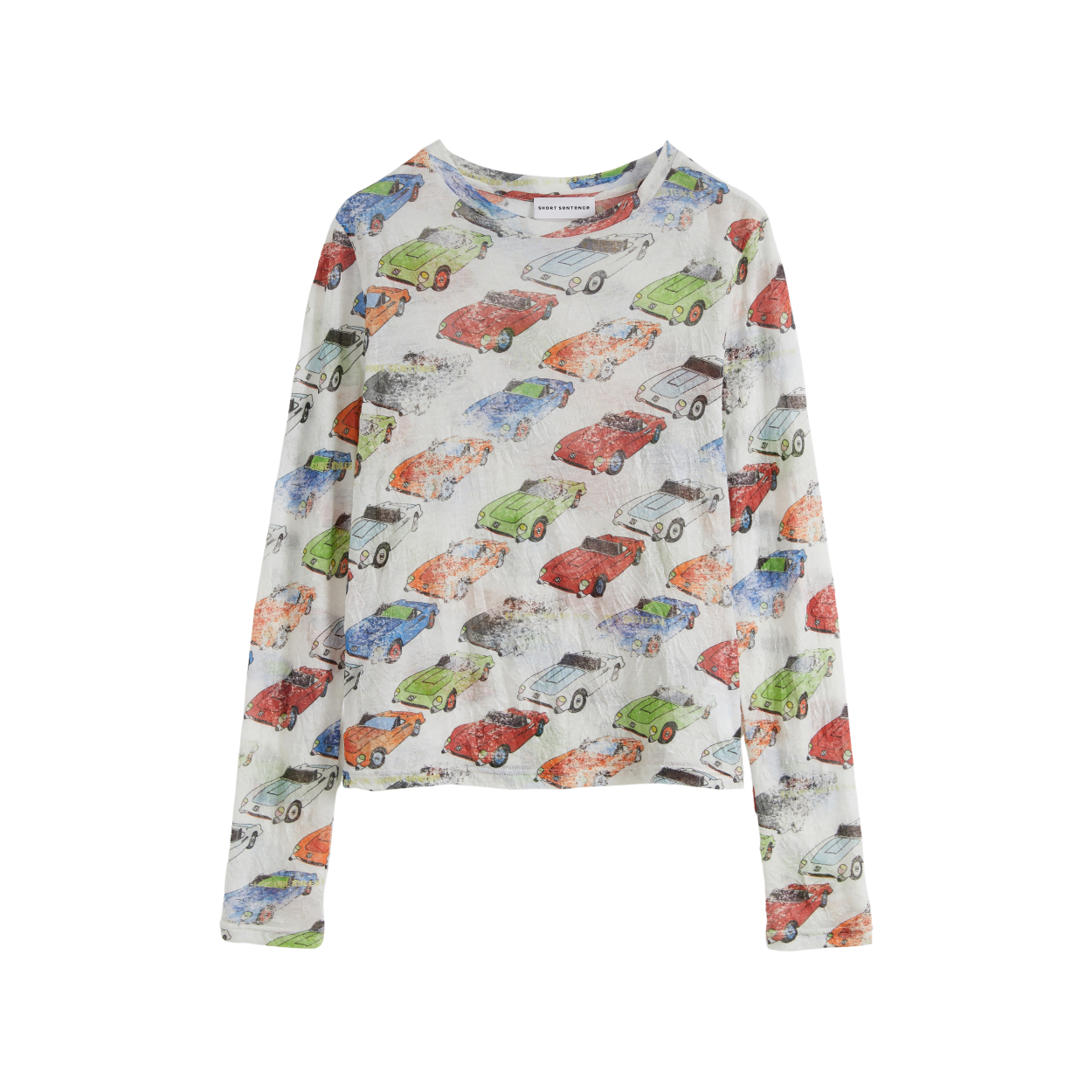 Crinkled Car-Print Shirt