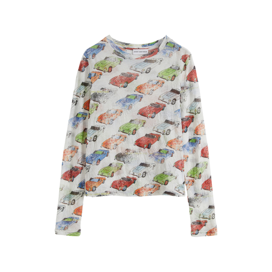 Crinkled Car-Print Shirt