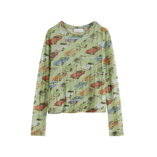 Crinkled Car-Print Shirt