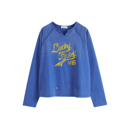 Retro Print Raglan T‑Shirt